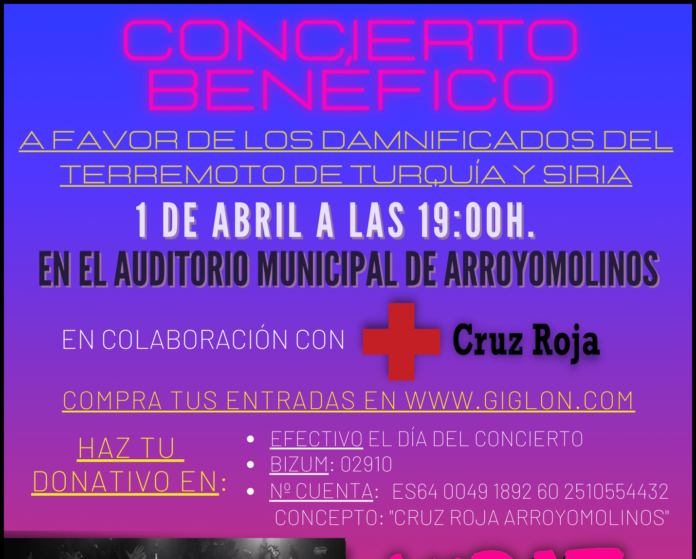 Cartel informativo del concierto solidario en favor de los damnificados en el terremoto de Siria y Turquía